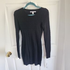 Black Cable Knit Angora Blend Sweater Dress Size Medi NWT
